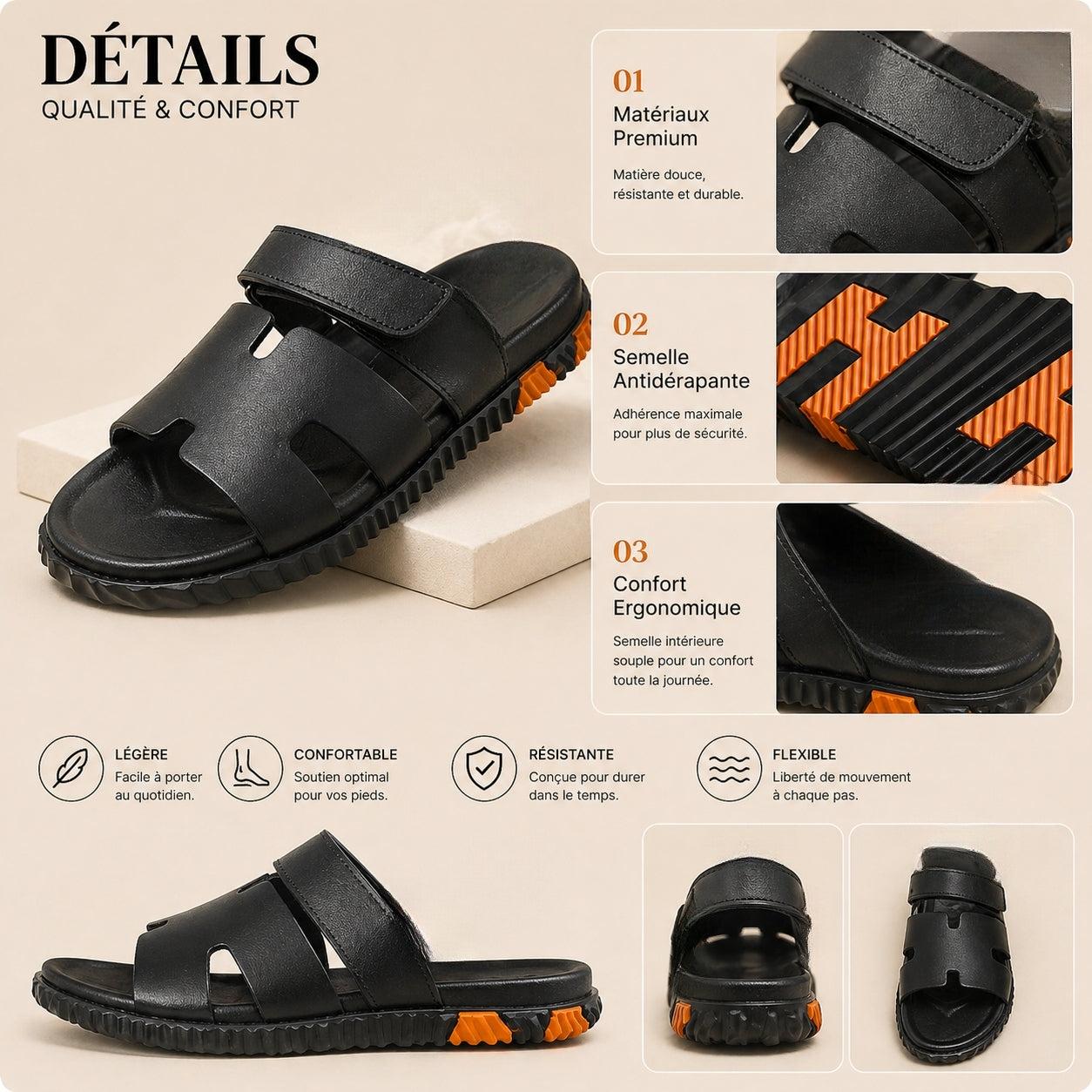 Sandales Homme Premium – Confort Absolu & Style Intemporel